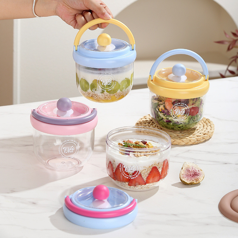 Cốc sữa chua nắp kèm thìa, dùng cho salad yến mạch/trái cây, tiện mang đi làm