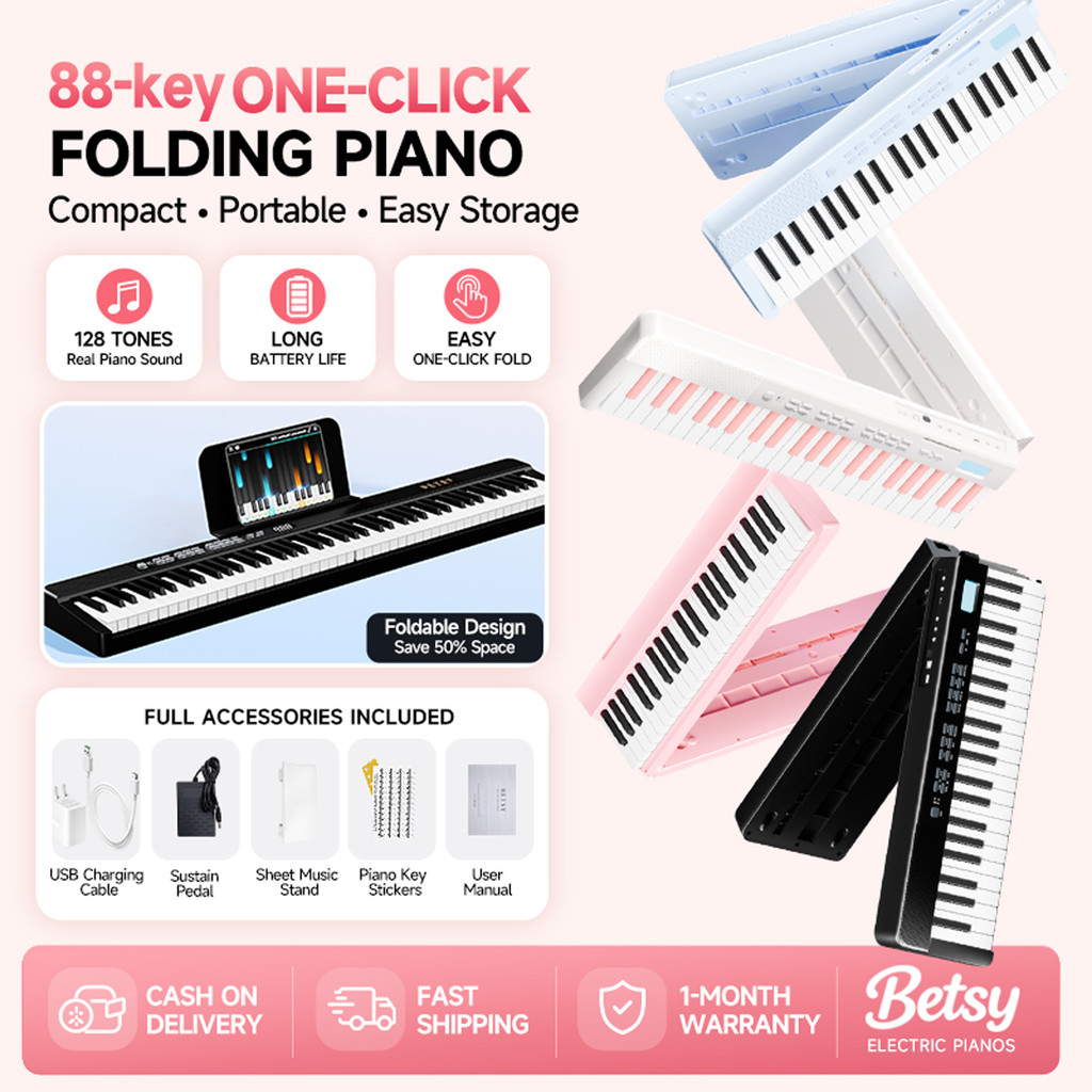 Đàn piano điện tử gấp Betsy B170, bàn phím có trọng lượng 88 phím, kết nối MIDI Bluetooth, đàn piano mini di động, nhỏ gọn và đẹp, phù hợp cho người mới bắt đầu và người học nâng cao