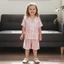 Bộ Đồ Ngủ Satin Cho Bé Trai Bé Gái Tay Ngắn Cổ Áo Sọc + Quần Short Eo Co Giãn Đồ Ngủ Phù Hợp Với