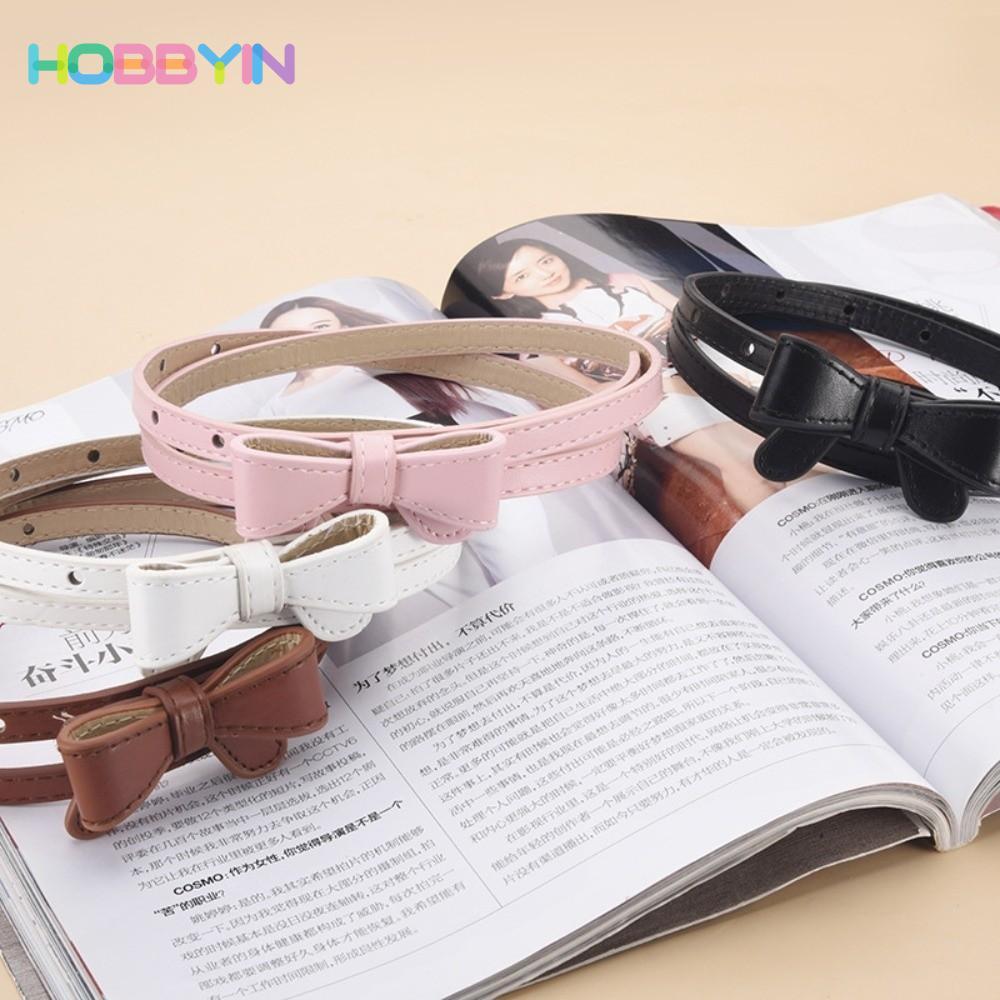 Thắt lưng da mỏng Hobbyin với thiết kế nơ điều chỉnh, màu sắc đơn giản cho phụ kiện nữ
