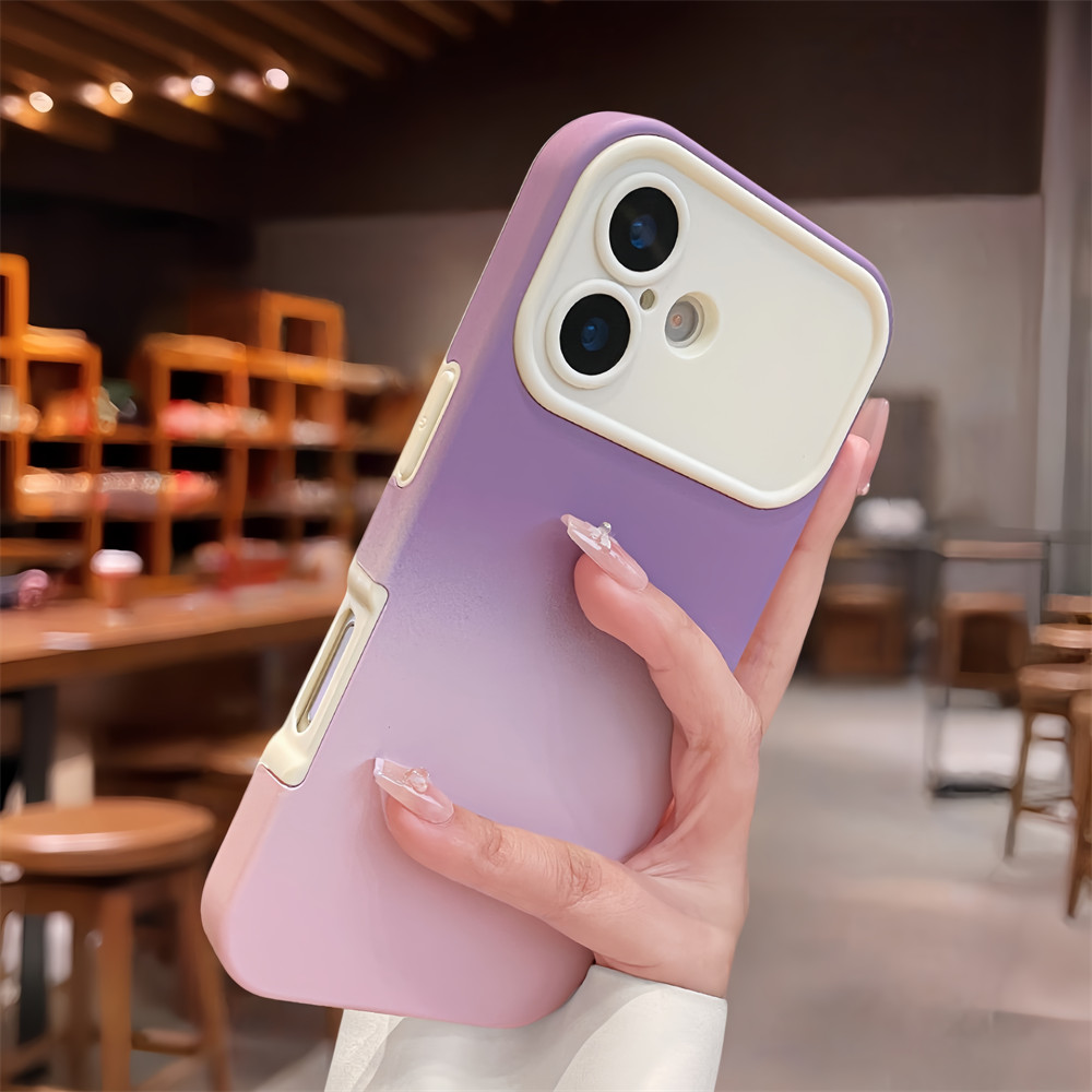 Ốp điện thoại cảm giác da gradient màu cho iPhone 17 Pro Max 13 14 15 16 pro max Bao gồm tất cả bảo vệ ống kính máy ảnh vỏ mềm Vỏ bảo vệ vỏ điện thoại