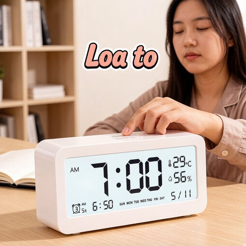 đồng hồ để bàn báo thức màn hình LCD đo nhiệt độ độ ẩm đèn nền 4 chế độ hiển thị ngày tháng nút cảm
