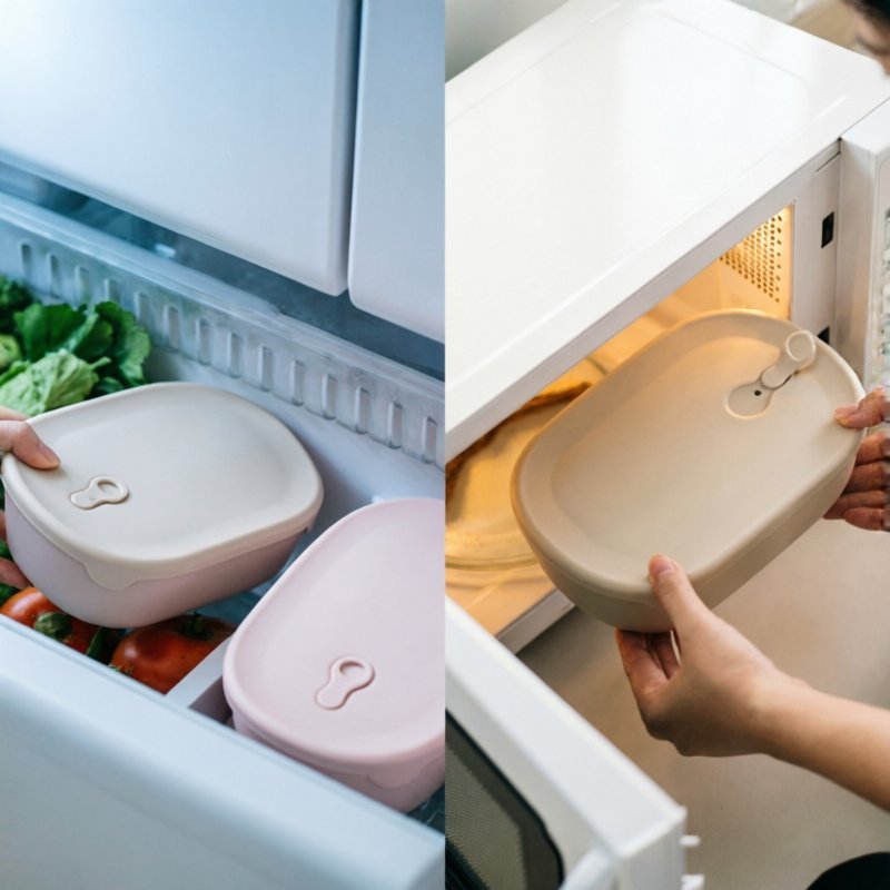 Hộp cơm silicon gấp gọn 750ml an toàn không BPA chịu nhiệt kín khí tốt dành cho văn phòng đi học