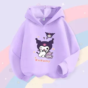 Áo Hoodie bé gái Kuromi Áo kiểu hoạt hình giản dị Phong cách hoạt hình nhẹ dài tay mặc hàng ngày