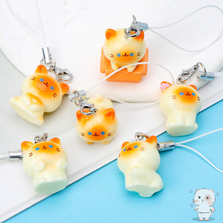 【Chamvn】Dây đeo điện thoại hình mèo Xiêm 3D màu cam dễ thương cặp đôi  móc khóa dành cho bạn thân mặt dây chuyền hoạt