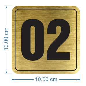 Bộ Số thứ tự bàn ăn , ghế ngồi,  Thẻ số thứ tự bằng alu mạ inox vàng xước chữ IN UV cho nhà hàng, quán cafe, khách sạn