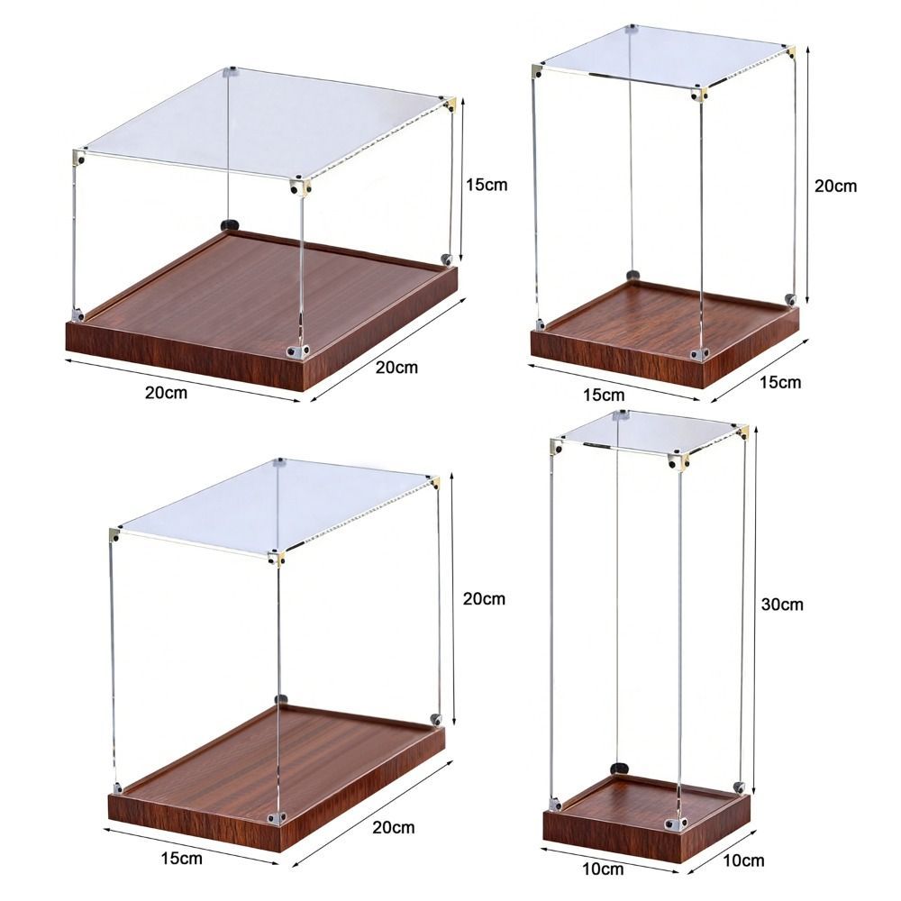 Màn hình acrylic CHEESELY, Vỏ chống bụi acrylic trong suốt không dính, Hộp trưng bày thiết kế có thể xếp chồng lên nhau đáy gỗ phong cách tối giản