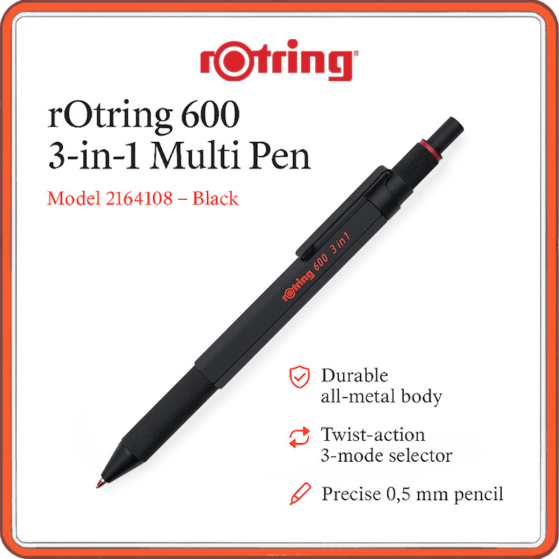 rOtring 600 3 in 1 Professional Multi Pen 2 Color Ballpoint (Black ...