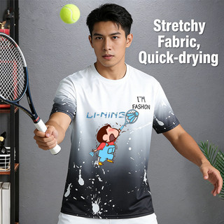 Áo thun thể thao Li Ning Cool Ice Silk, phù hợp cho chạy bộ, bóng rổ và quần vợt, phong cách unisex