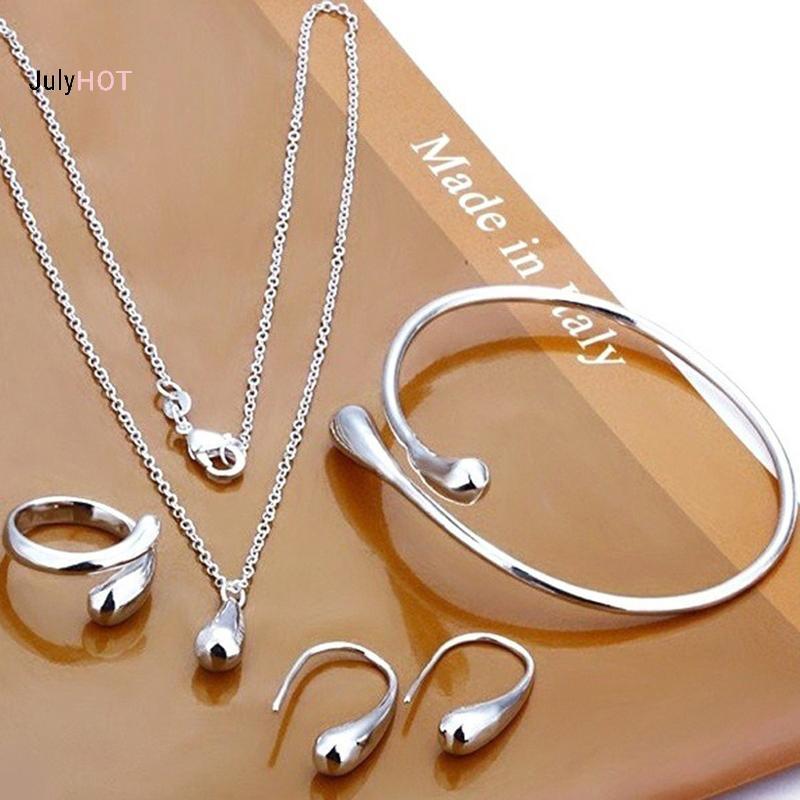 4 Bộ Trang Sức Giọt Nước Phù Hợp Cho Tiệc Cưới - Combo Nhẫn, Vòng Tay và Bông Tai Dành cho Nữ