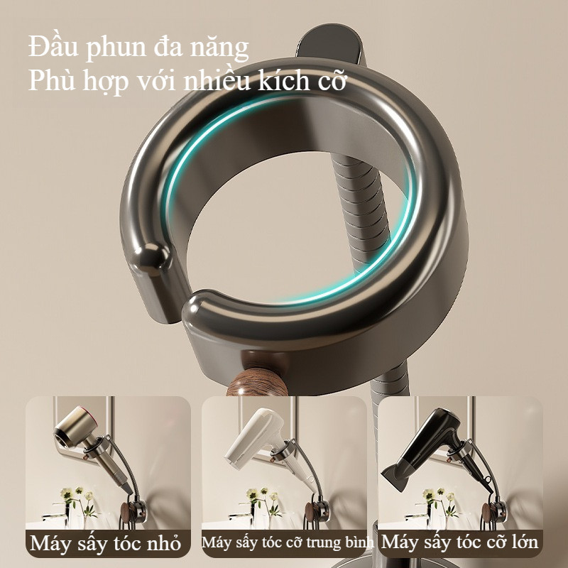 360° Cốc Hút Xoay Giá Đỡ Máy Sấy Tóc Có Dây Cuộn Dây Không Đục Lỗ Đa Năng - Giải Pháp Rảnh Tay Hoàn Hảo Cho Phòng Tắm