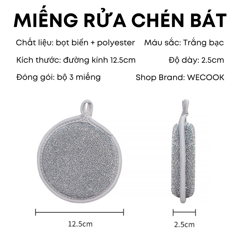 Combo 3 Bọt Biển Rửa Chén, Cọ Xoong Nồi Đa Năng KOOBEE – Tạo Bọt Mạnh, Không Trầy Xước Nồi (CSNC40)