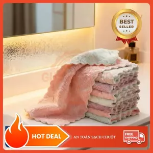 COMBO 10 chiếc Khăn Lau Đa Năng Sợi Mềm Cao Cấp – Lau Khô & Lau Ướt, Không Rụng Lông