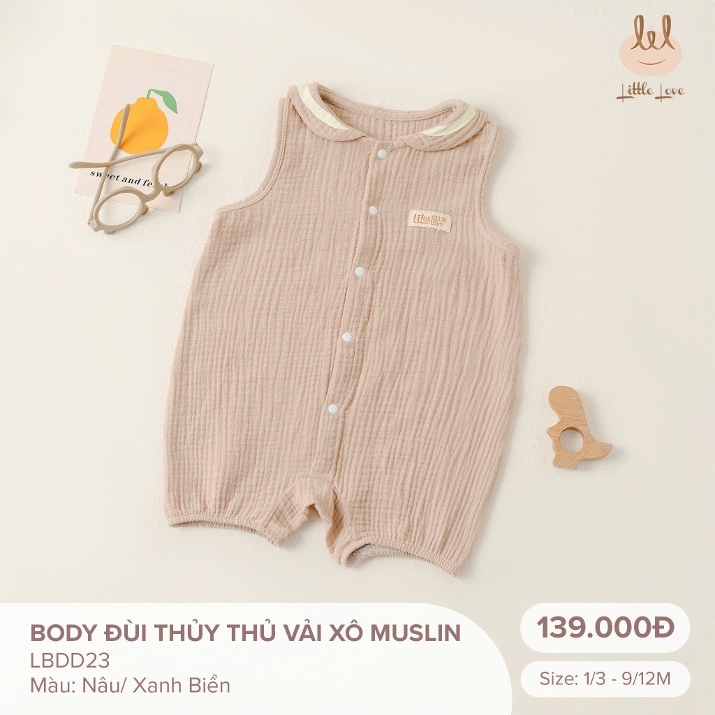 BODY ĐÙI THỦY THỦ VẢI XÔ MUSLIN [ SIÊU MÁT - MỀM- THẤM HÚT TỐT] SZ 1/3M - 9/12M ( LBDD23)