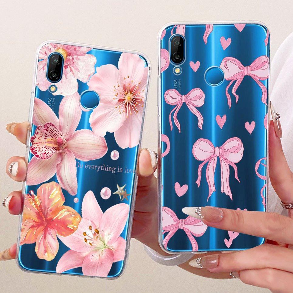 Vỏ hoa hình bướm sang trọng cho Huawei Nova 3e 3i Ốp điện thoại silicon mềm trong suốt cho Huawei P20 Lite