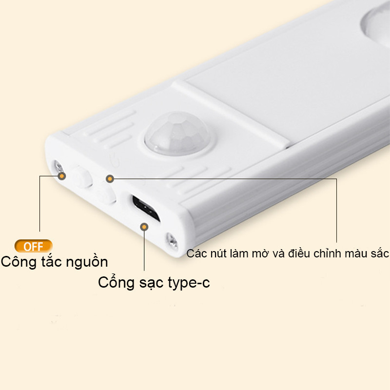 Đèn LED trang trí cảm ứng điều chỉnh độ sáng Không Dây 5 Màu Sắc, Đèn cảm biến thông minh cơ thể người
