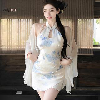 Đầm cardigan mỏng phong cách retro với họa tiết in hình không tay - phù hợp cho mùa mới