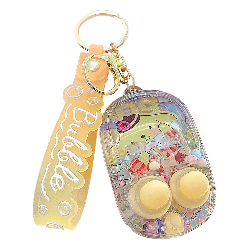 Hoạt Hình Sanrio Máy Nước Nút Đôi Móc Khóa Mặt Dây Chuyền Kuromi Cinnamoroll Sang Trọng Mặt Dây Chuyền Nhỏ
