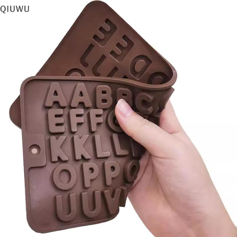 QIUWU Silicone Chữ Số Khuôn Socola Bảng Chữ Cái Số Dụng Cụ Nướng Bánh Với Chúc Mừng Sinh Nhật Trang Trí Bánh Fondant Khuôn.