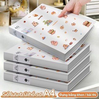 File lá đựng tài liệu a4 học sinh và văn phòng, tệp đựng tài liệu 40 lá trong suốt, trang trí sticker capybara cực cute