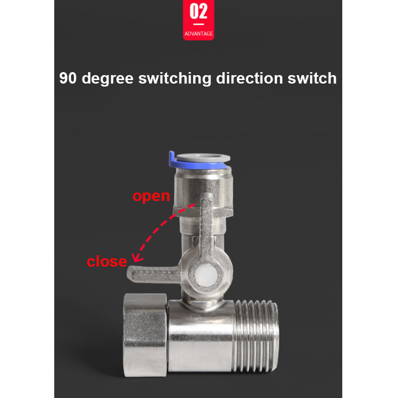 RO Lọc Nước Đầu Vào Tee Van Bi Thép Không Gỉ 304 1 / 2 "Đến 1 / 4" 3 / 8 "Ống PE Đầu Nối Nhanh Góc Van Công Tắc Phụ Kiện