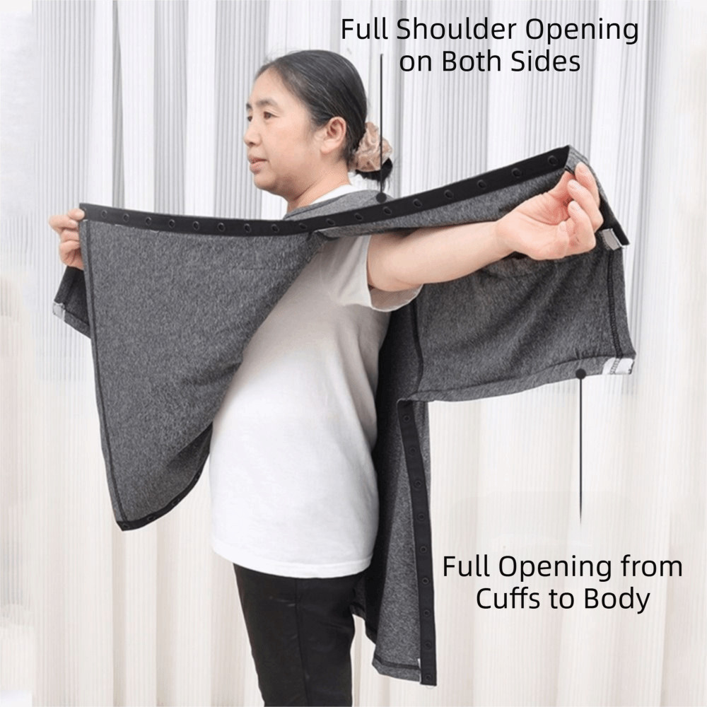 DONOVANQQ Quần áo chăm sóc người cao tuổi nằm liệt giường, Áo choàng bệnh nhân có nút tiện lợi thoáng khí, Thân thiện với da Toàn thân thiện với da Dễ dàng đeo Nút chụp bên Áo cho người cao tuổi Điều dưỡng nằm liệt giường