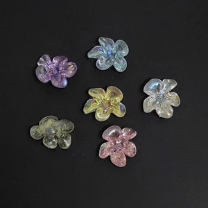 SET STICKER/ CHARM GẮN DÉP: 6 HOA NHỰA AB ÁNH CẦU VỒNG NHIỀU MÀU - PHỤ KIỆN DIY SIÊU VIP