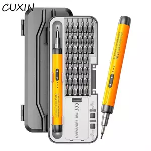 CUXIN Bộ tuốc nơ vít điện Cucxin, bit điều khiển vít 46 trong 1 có thể sạc lại USB, Bộ công cụ sửa chữa điện không dây công suất chính xác cho PC, điện thoại, máy tính xách tay