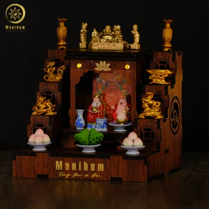 Set 2-6 COMBO 5 - BÀN THỜ SONG LONG CHẦU NGUYỆT + PHỤ KIỆN