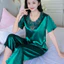 Bộ đồ ngủ bằng lụa băng có sẵn cho nữ Bộ đồ ngắn tay phong cách mỏng Phong cách mùa hè 2025 Đồ mặc nhà dành cho nữ mùa hè