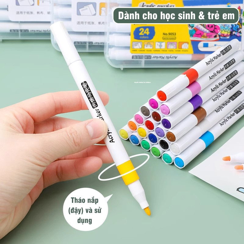 Màu Acrylic Marker 12 Màu Cao Cấp - Bút Lông Màu Học Sinh - Bộ Vẽ Tranh Chuyên Nghiệp Và Sáng Tạo