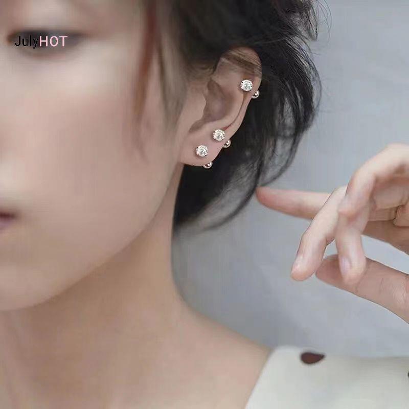 Bông Tai Zircon Kiểu Xoắn Ốc và Móng Tay Cho Nữ - Quà Tặng Perfectdeal