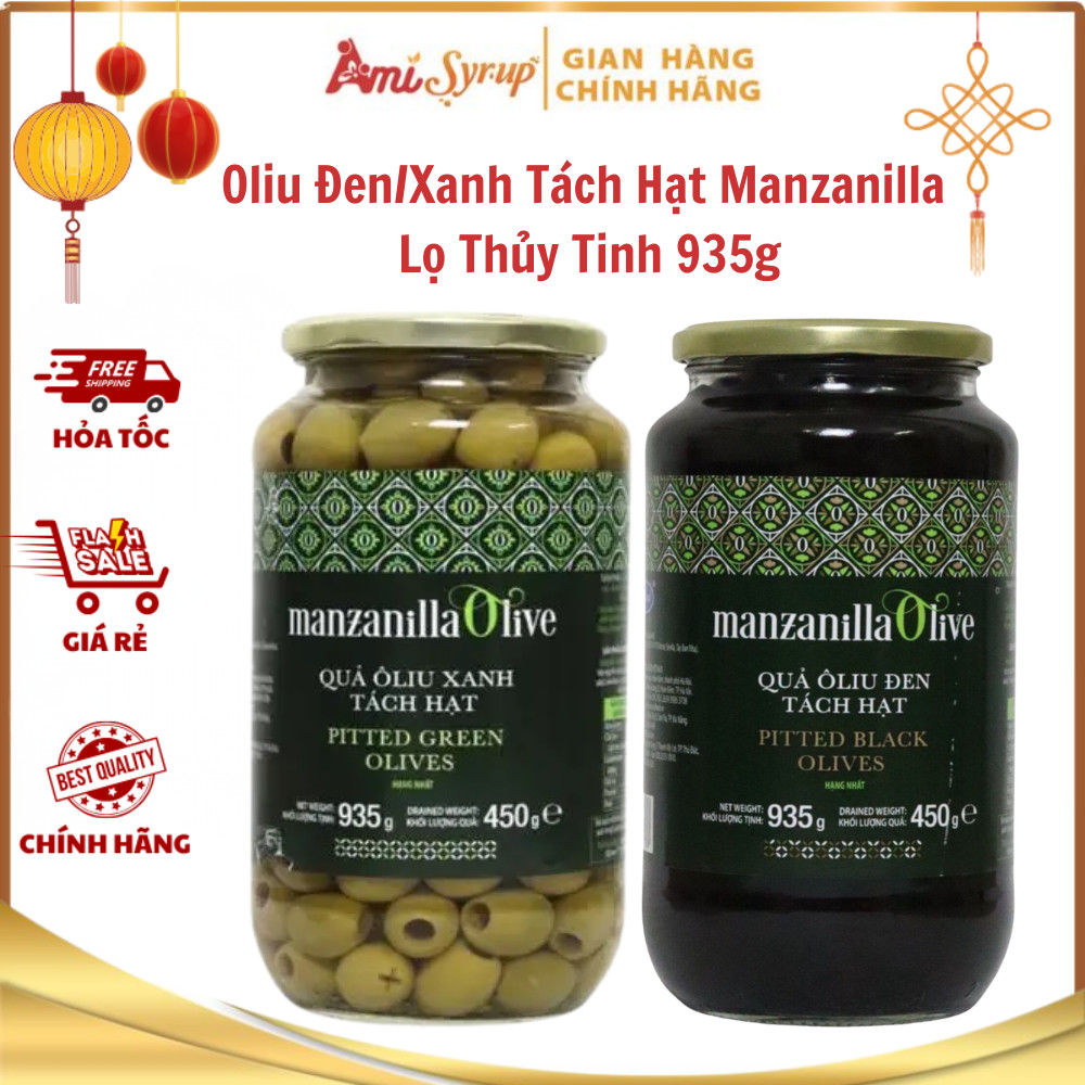 Oliu Đen Xanh Tách Hạt Manzanilla Lọ Thủy Tinh 935g, Thơm Ngon Bổ Dưỡng