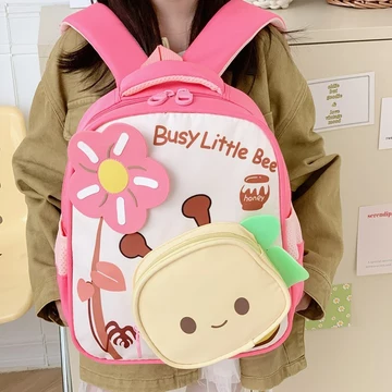 Túi đi học trẻ em Little Bee Ba lô trẻ em Mẫu giáo Túi đi học trẻ em 3-6 tuổi Túi đi học Little Bee Boys Girls Ba lô nhẹ phù hợp với Ba lô đi tiểu dễ thương