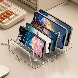 Kệ trưng bày CD WOAY, Thiết kế nhiều khe 6 / 8 Lưới Giá đỡ điện thoại Acrylic, Ký túc xá máy tính để bàn trong suốt chắc chắn đa năng cao cấp