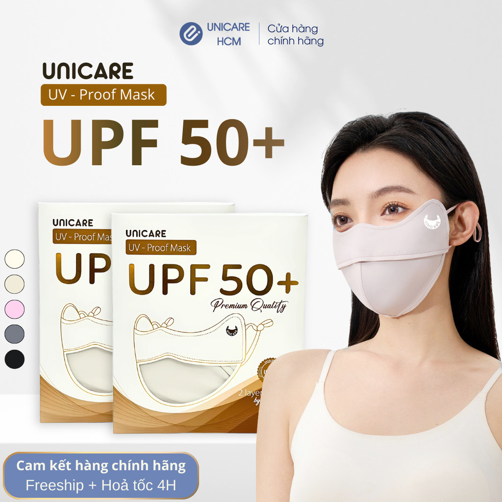 UNICARE Khẩu Trang Vải Chống Tia UV Proof Mask, UPF 50+ Ngăn UV, Tái Sử Dụng Nhiều Lần, Chính Hãng