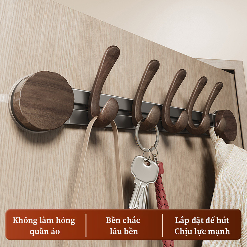 Móc Treo Quần Áo Hút Chân Không 5-6 Móc - Không Khoan Tường, Hút Siêu Chắc, Treo Sau Cánh Cửa, Phòng Tắm