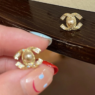 Bông Tai Bạc 925 Kim Chữ Thập Champagne Ngọc Trai Zircon - Phong Cách Hàn Quốc, Thời Trang Cổ Điển