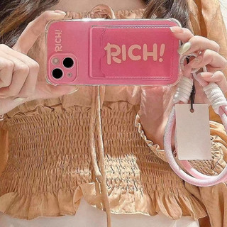 Dành Cho IPhone 17 16 15 14 13 12 11 ProMax X XR XS Max 7 8 Plus Màu hồng giàu dây buộc thẻ túi điện thoại trường hợp