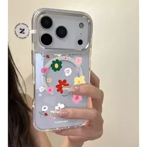 Hoa nhiều màu cho trường hợp iPhone 15Pro iPhone 1317promax hút từ 12 trong suốt 14Plus