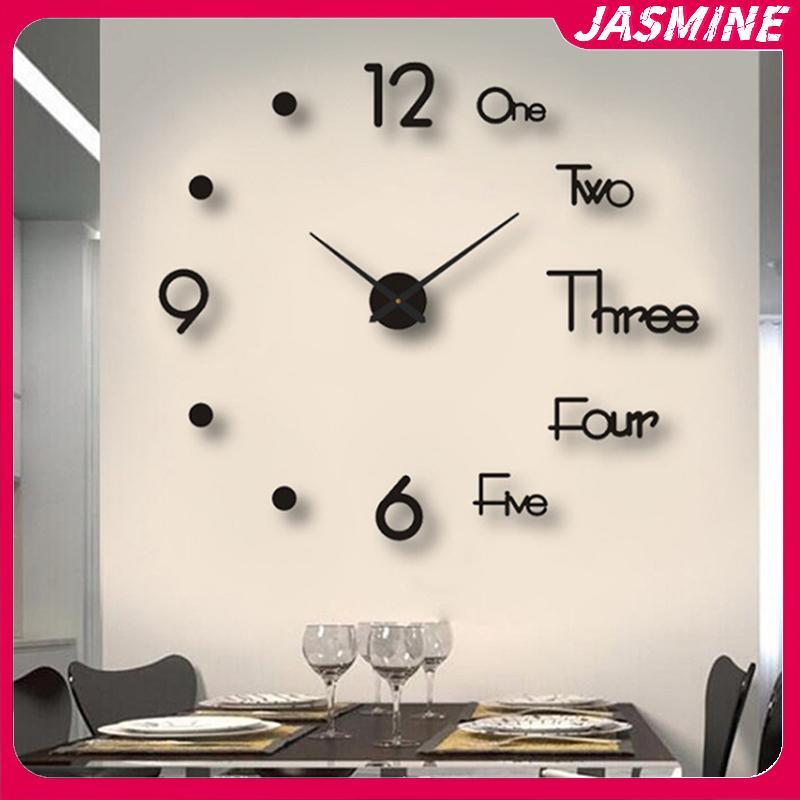 JASMINE 1 3D Tường Clo Gương Tường Stiers Sáng Tạo DIY Tường Clos Thiết Kế Hiện Đại Tắt Tiếng Thạch Anh Kim Đồng Hồ Trang Trí Nhà JASMINE