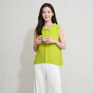 Miyake Áo Thun Không Tay Phong Cách Mùa Hè, Xếp Ly Thoải Mái, Cổ Polo