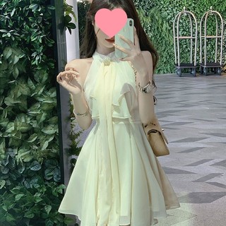 Đầm Voan Cổ Yếm Siêu Nữ Tính – Váy Xòe Mặc Lên Cực Kỳ Duyên Dáng,Phong Cách Hàn Quốc