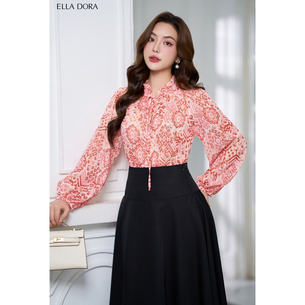 Chân váy xòe ELLA DORA dáng chữ A thiết kế phối khóa đồng thanh lịch phong cách công sở [CV150]