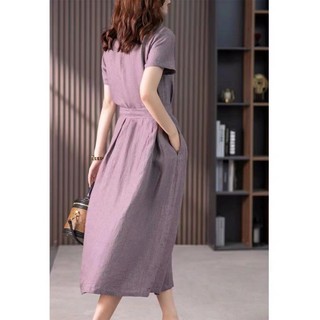 Đầm Midi Dáng Suông Thắt Eo – Váy Nữ Thanh Lịch Thời Trang Hàn Quốc