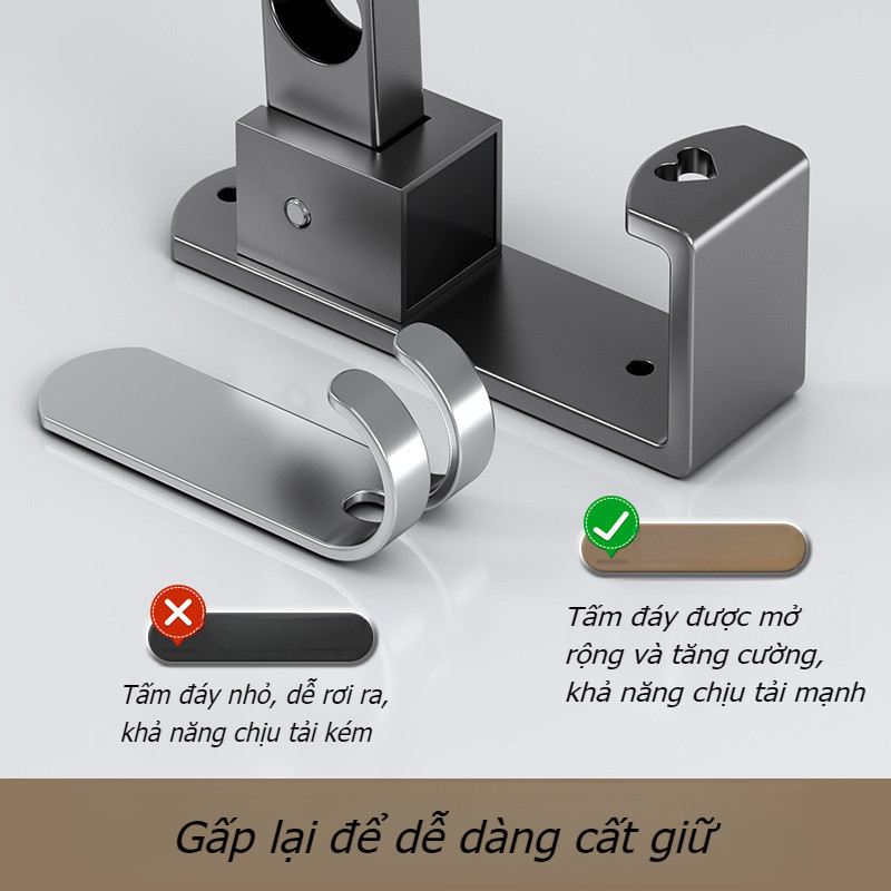 Thanh phơi đồ treo tường thép carbon chống gỉ siêu chắc, lắp khoan/dán cho ban công phòng tắm