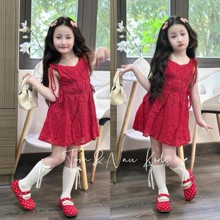 V42-[tomnaukids] Váy ren thô boi màu ĐỎ rút dây cho bé size từ 9-38Kg