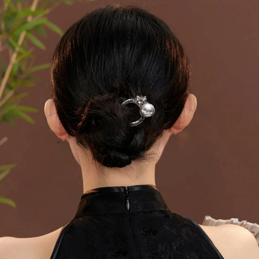 Kẹp Tóc Hình Chữ U Ngọc Trai & Kim Cương Giả, Phong Cách Trung Hoa Cho Hanfu
