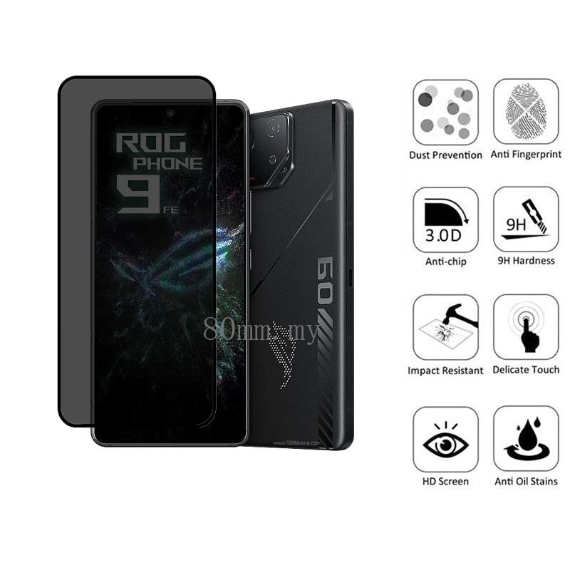 2 Chiếc Kính Cường Lực Trong Suốt Viền Đen Cho Asus ROG Phone 9 Pro/9 FE/9/8 Pro HD Bảo Vệ Màn Hình Chống Gián Điệp