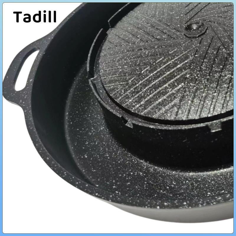 Chảo Nướng Tròn Chống Dính 2 Trong 1 Lẩu Nướng Lưới Bề Mặt Nhôm Thiết Bị Nấu Ăn Di Động Thích Hợp Cho Ăn Ngoài Trời Nhà Bếp